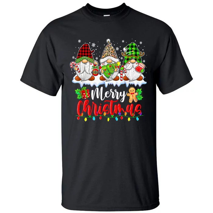 cute gnomes merry christmas light family gnome xmas matching Tall T-Shirt