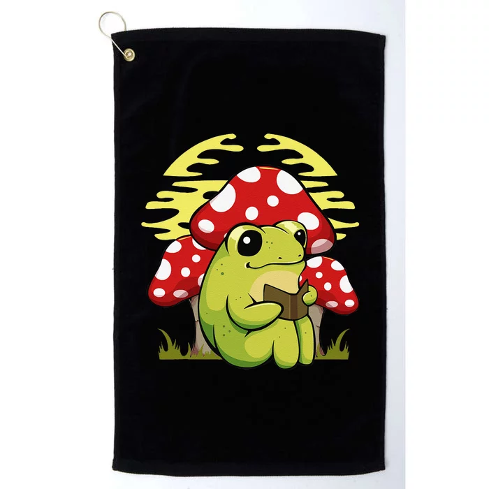 Cottagecore Goblincore Mushroom Frog Mycologist Book Reader Platinum Collection Golf Towel