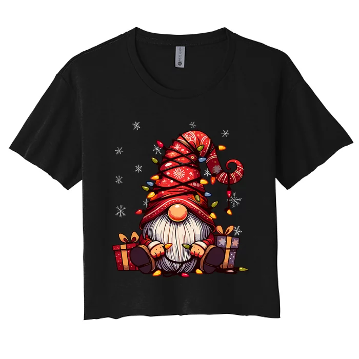 Cute Gnome Matching Outfit Family Merry Christmas Women's Crop Top Tee