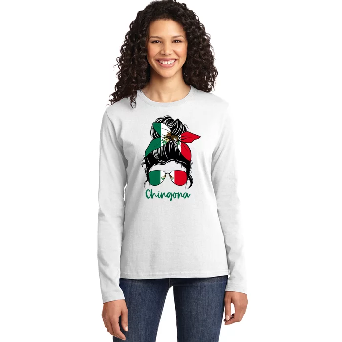 Chingona Girl Mexico Girl Mexican Mexicana Ladies Long Sleeve Shirt