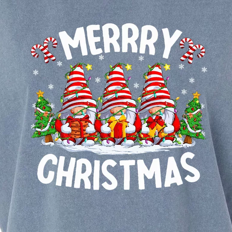 Cute Gnomes Merry Christmas Light Family Gnome Xmas Matching Garment-Dyed Women's Muscle Tee