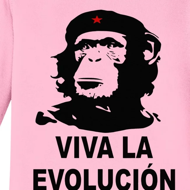 Che Guevara Monkey Revolution Viva la evolucion evolution Baby Long Sleeve Bodysuit