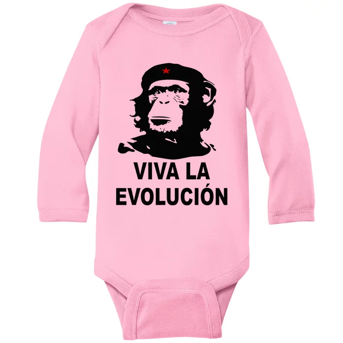 Che Guevara Monkey Revolution Viva la evolucion evolution Baby Long Sleeve Bodysuit