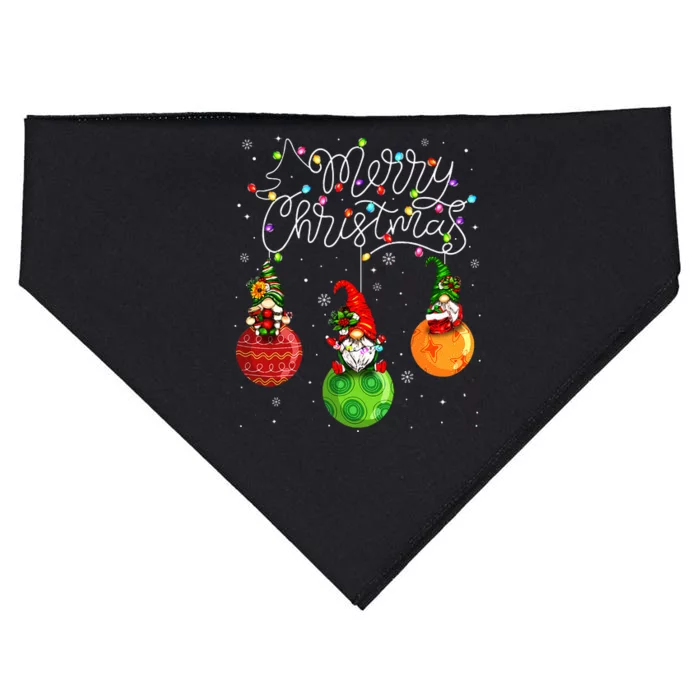 Cute Gnomes Merry Christmas Light Family Gnome USA-Made Doggie Bandana