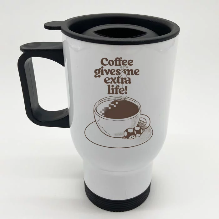 Coffee Gives Me Extra Life Front & Back Stainless Steel Travel Mug