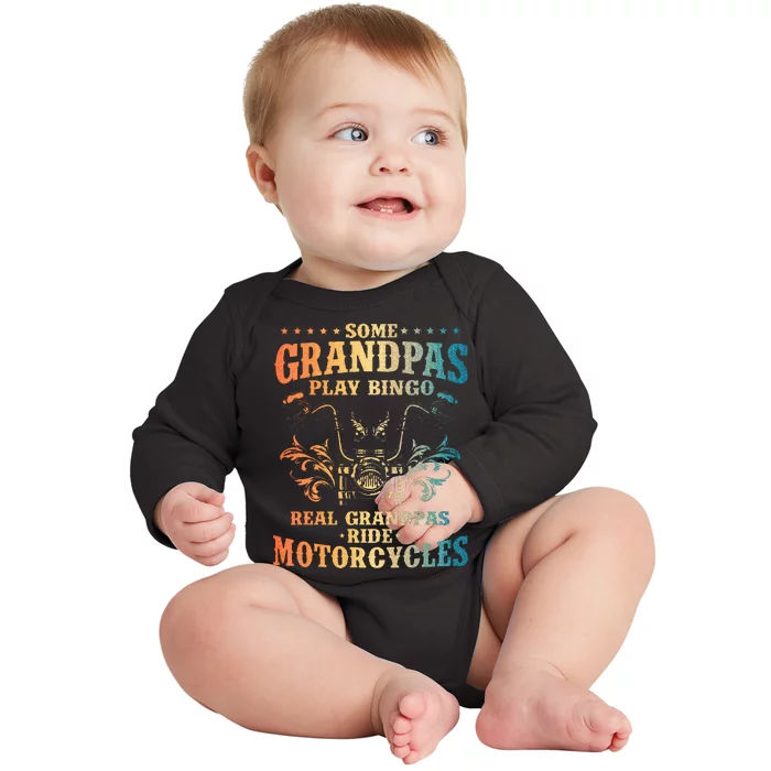 Cool Grandpa Motorcycle Design For Biker Motorbike Baby Long Sleeve Bodysuit