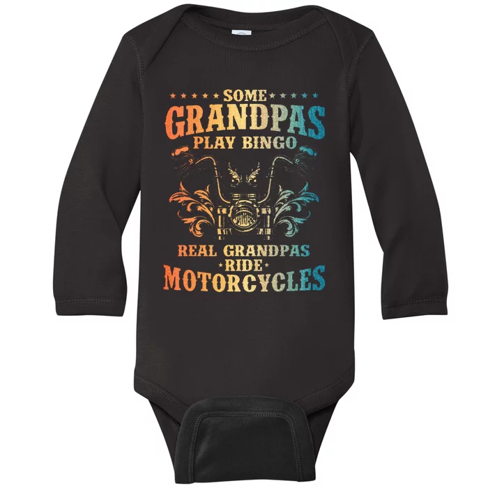 Cool Grandpa Motorcycle Design For Biker Motorbike Baby Long Sleeve Bodysuit