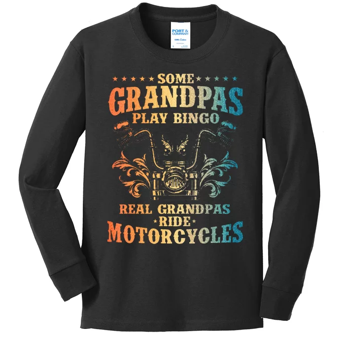 Cool Grandpa Motorcycle Design For Biker Motorbike Kids Long Sleeve Shirt