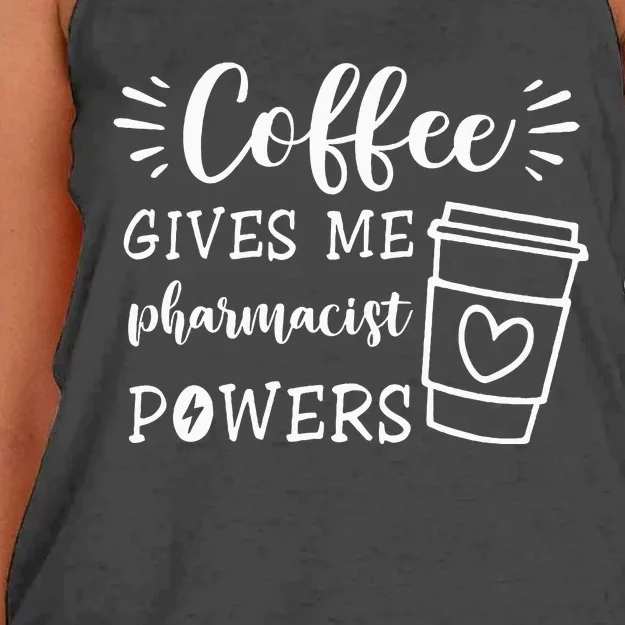 Coffee Gives Me Pharmacist Powers Funny Pharmacist Women's Knotted Racerback Tank