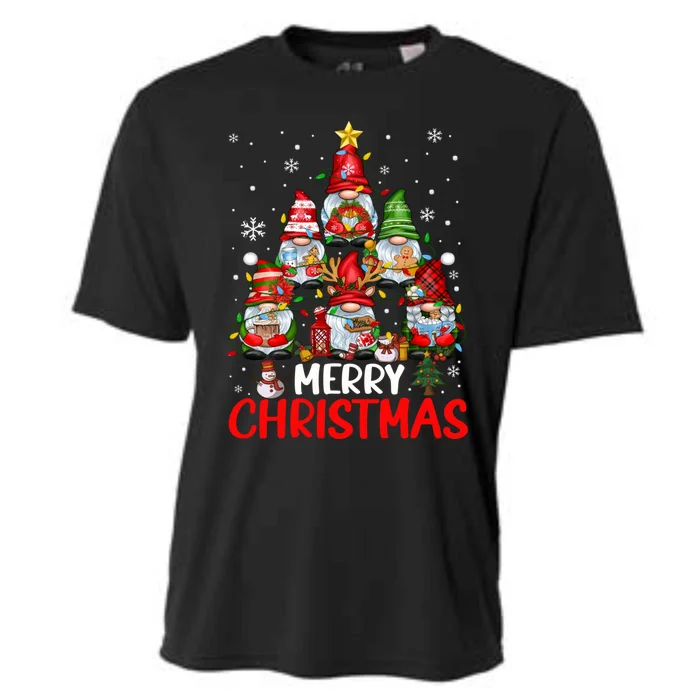 Cute Gnomes Merry Christmas Light Family Gnome Xmas Matching Cooling Performance Crew T-Shirt