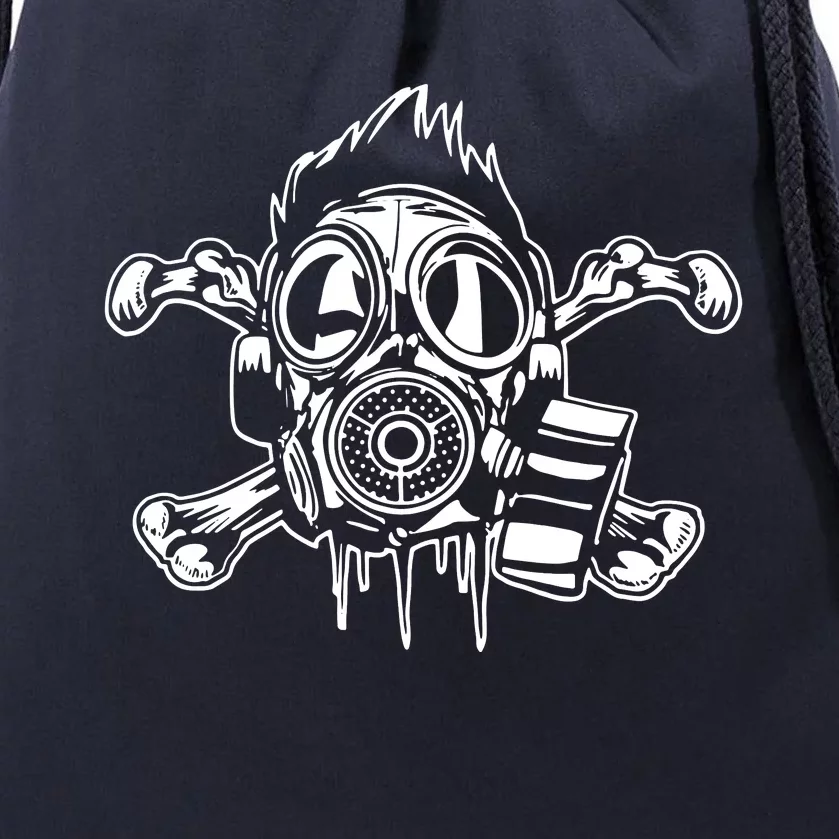 Crossbones Gas Mask Guy Drawstring Bag