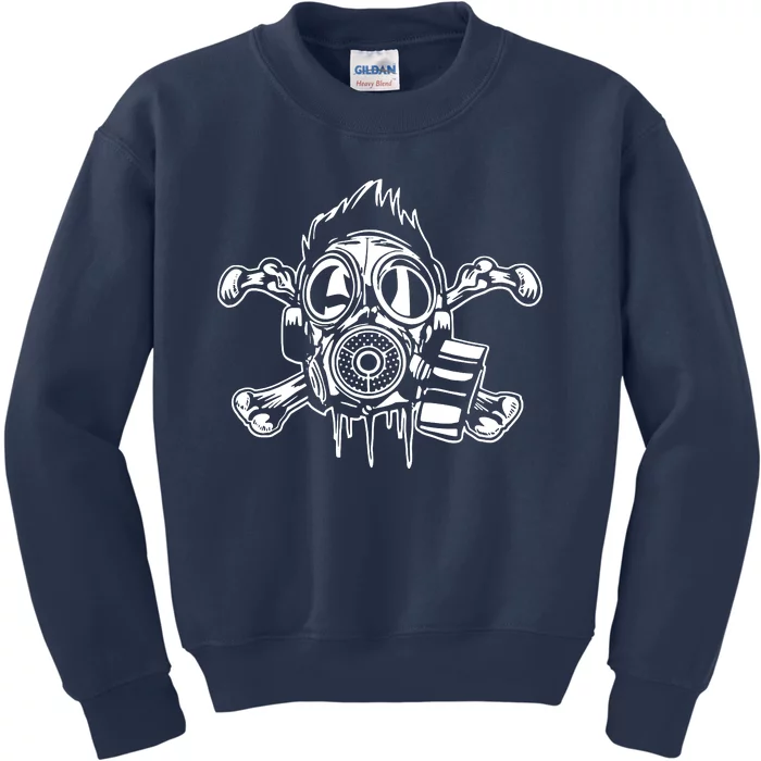 Crossbones Gas Mask Guy Kids Sweatshirt