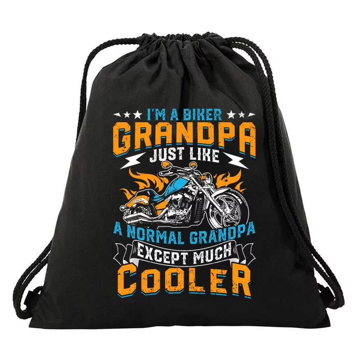 Cool Grandpa Motorcycle Gift Idea Drawstring Bag