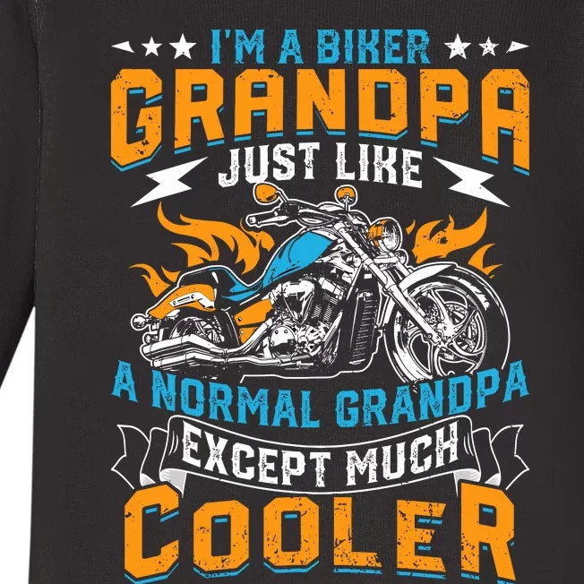 Cool Grandpa Motorcycle Gift Idea Baby Long Sleeve Bodysuit