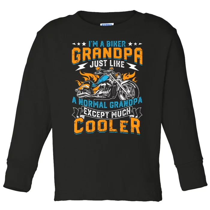 Cool Grandpa Motorcycle Gift Idea Toddler Long Sleeve Shirt