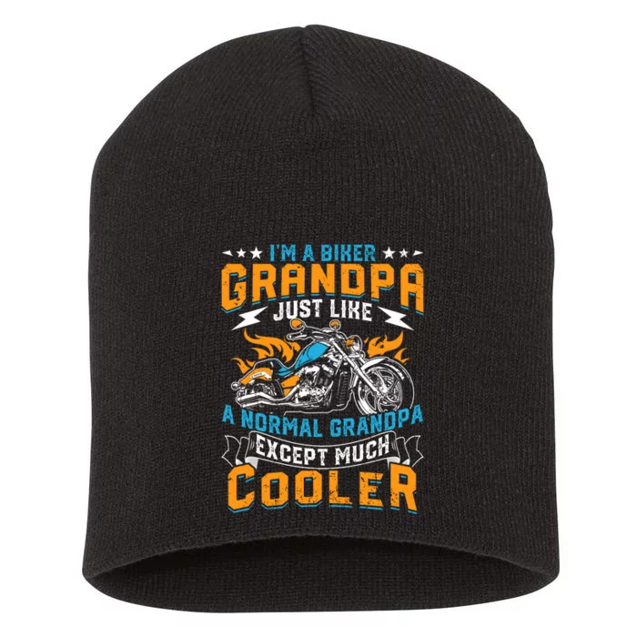 Cool Grandpa Motorcycle Gift Idea Short Acrylic Beanie