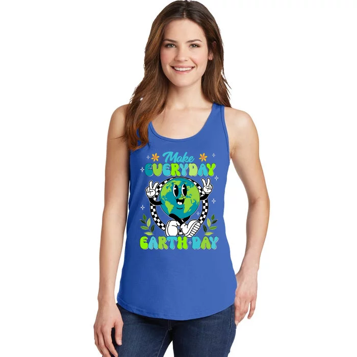 Cute Groovy Make Everyday Earth Day Classroom Teachers Ladies Essential Tank