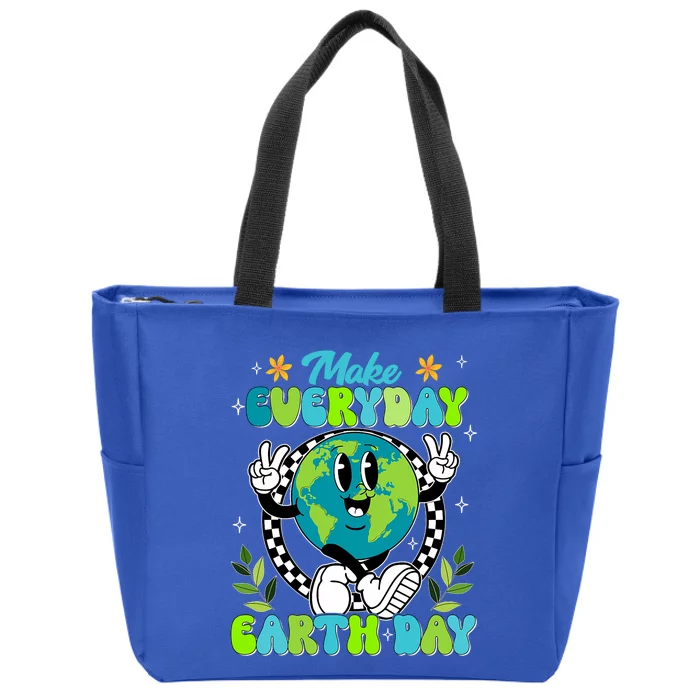 Cute Groovy Make Everyday Earth Day Classroom Teachers Zip Tote Bag