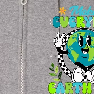 Cute Groovy Make Everyday Earth Day Classroom Teachers Full Zip Hoodie