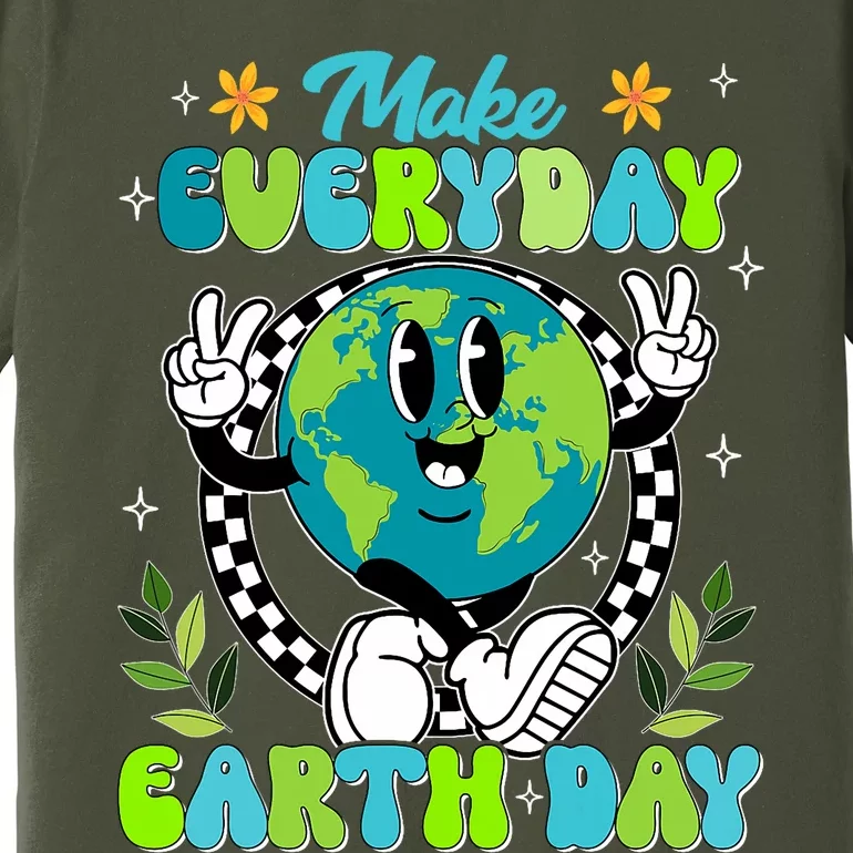 Cute Groovy Make Everyday Earth Day Classroom Teachers Premium T-Shirt