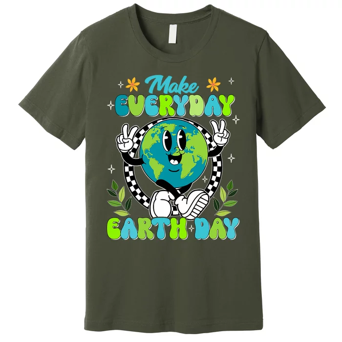 Cute Groovy Make Everyday Earth Day Classroom Teachers Premium T-Shirt