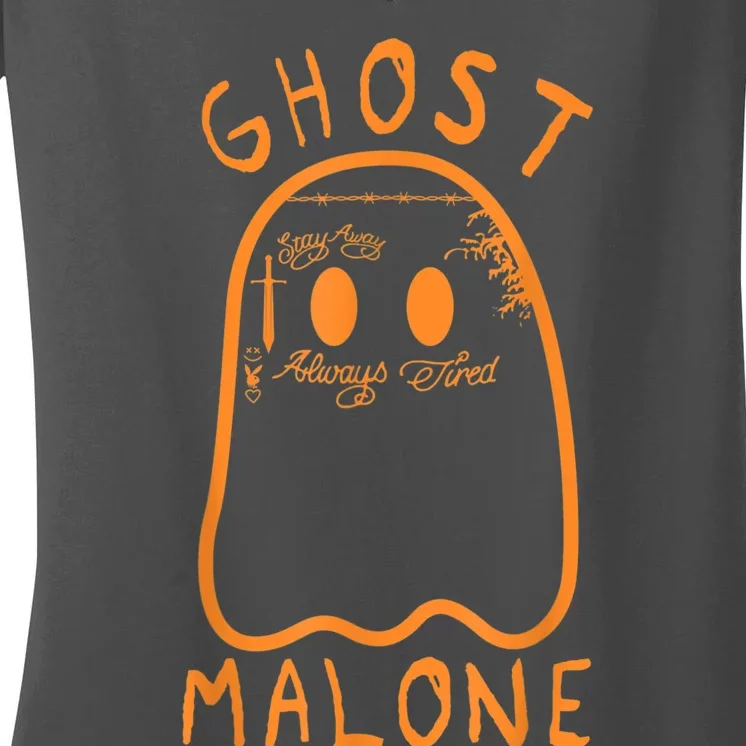 Cute Ghost Malone Fall Season Funny Halloween Spooky Season Women's V-Neck T-Shirt