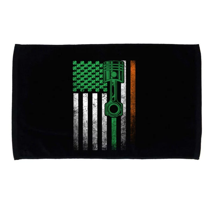 Car Guy Mechanic Gift St Patrick's Day Irish American Flag Gift Microfiber Hand Towel