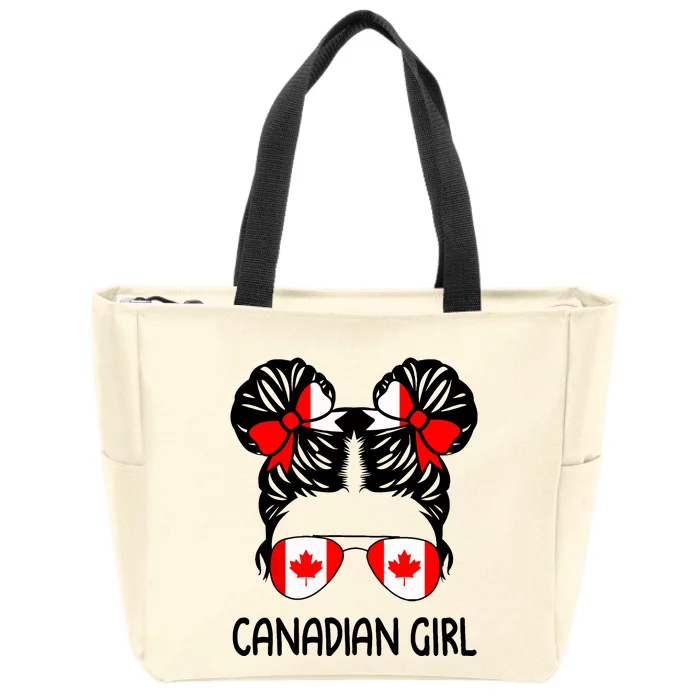 Canadian Girl Messy Hair Canada Pride Patriotic Zip Tote Bag