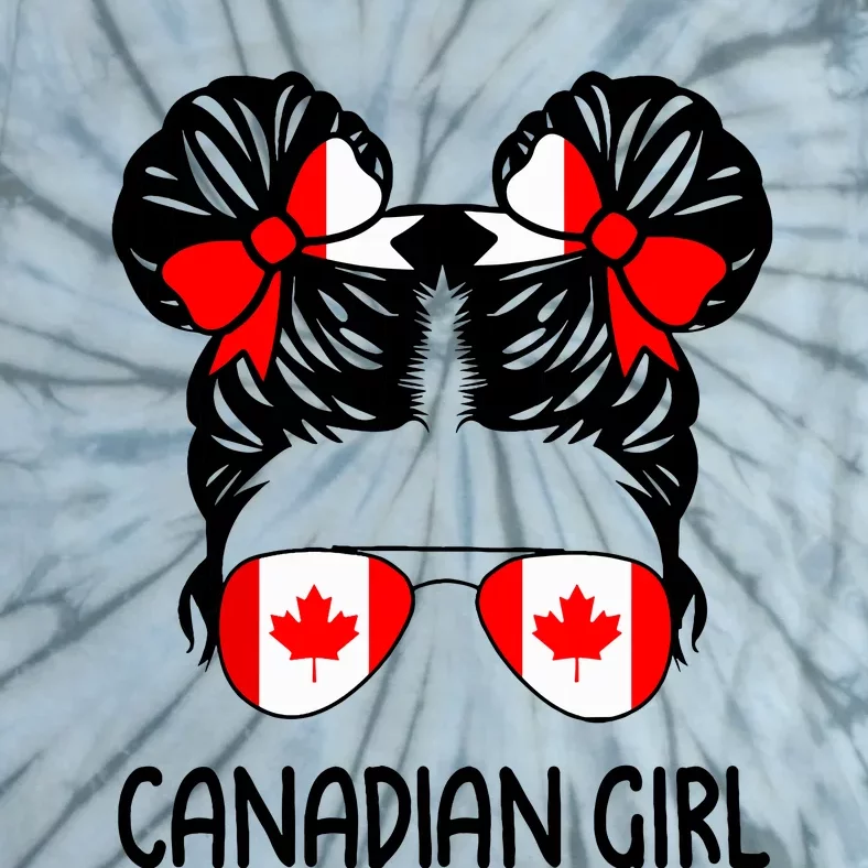 Canadian Girl Messy Hair Canada Pride Patriotic Tie-Dye T-Shirt