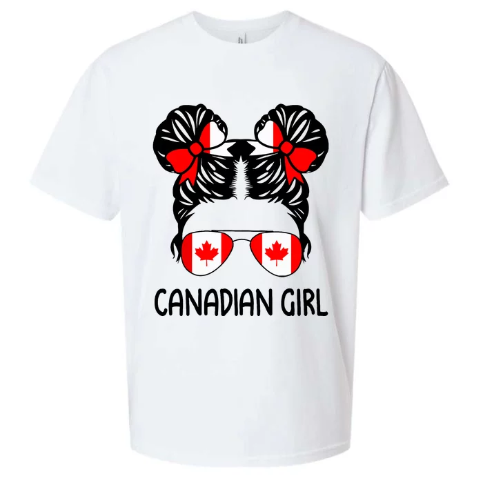 Canadian Girl Messy Hair Canada Pride Patriotic Sueded Cloud Jersey T-Shirt