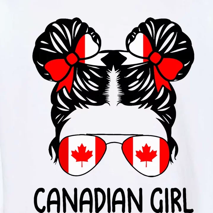 Canadian Girl Messy Hair Canada Pride Patriotic Garment-Dyed Sweatshirt