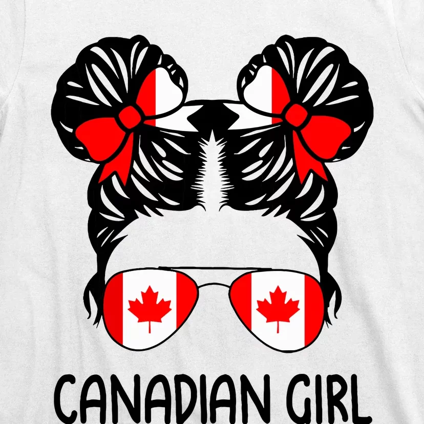 Canadian Girl Messy Hair Canada Pride Patriotic T-Shirt