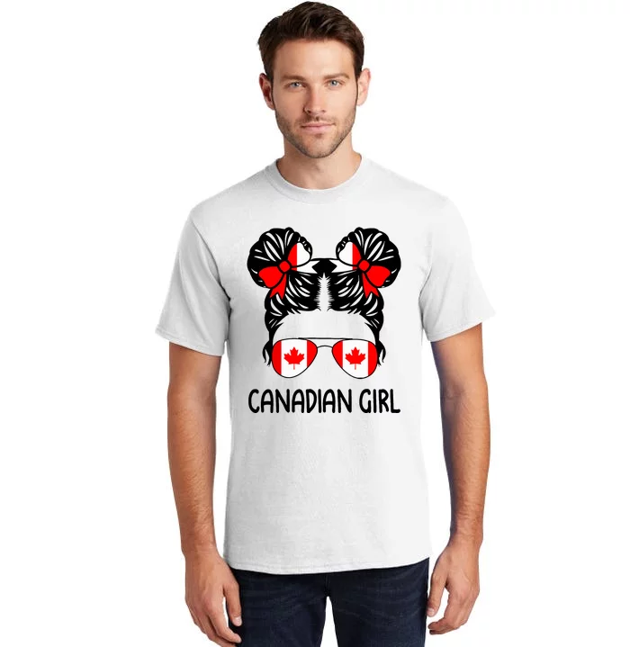 Canadian Girl Messy Hair Canada Pride Patriotic Tall T-Shirt