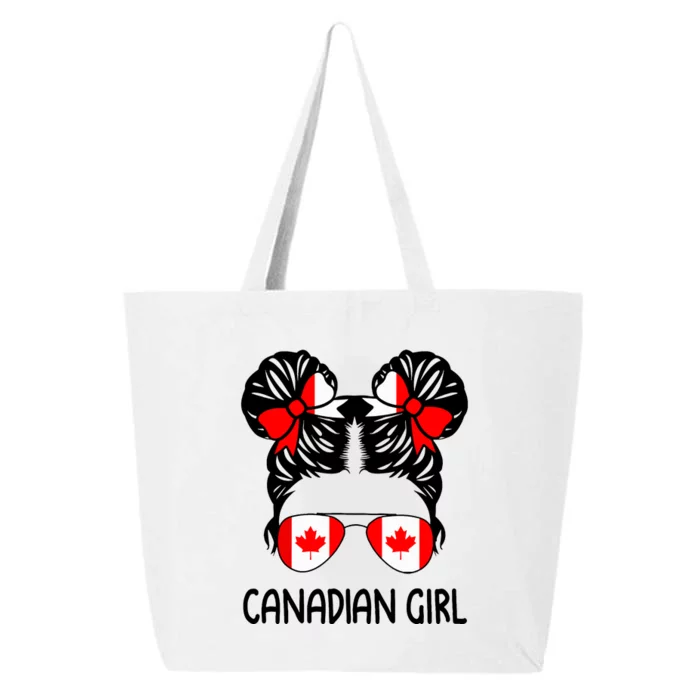 Canadian Girl Messy Hair Canada Pride Patriotic 25L Jumbo Tote