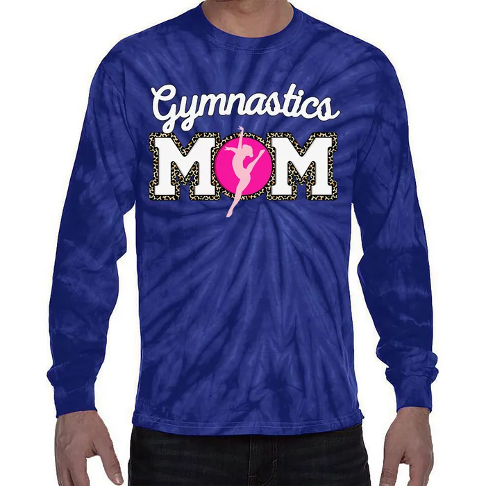 Cute Gymnastics Mom Gymnast Leopard Print Mothers Day Tie-Dye Long Sleeve Shirt