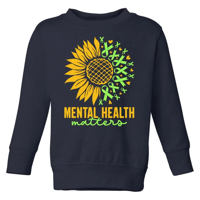 Cute Gift Mental Health Matters Green Ribbon Sunflower Toddler Sweatshirt