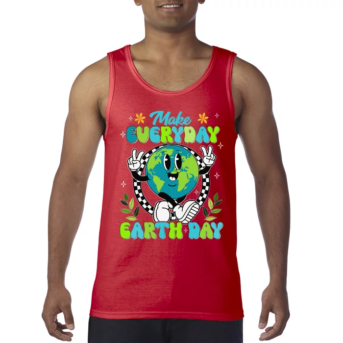 Cute Groovy Make Everyday Earth Day Classroom Teachers Tank Top