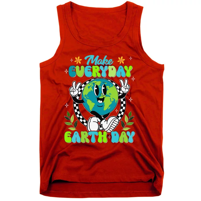 Cute Groovy Make Everyday Earth Day Classroom Teachers Tank Top