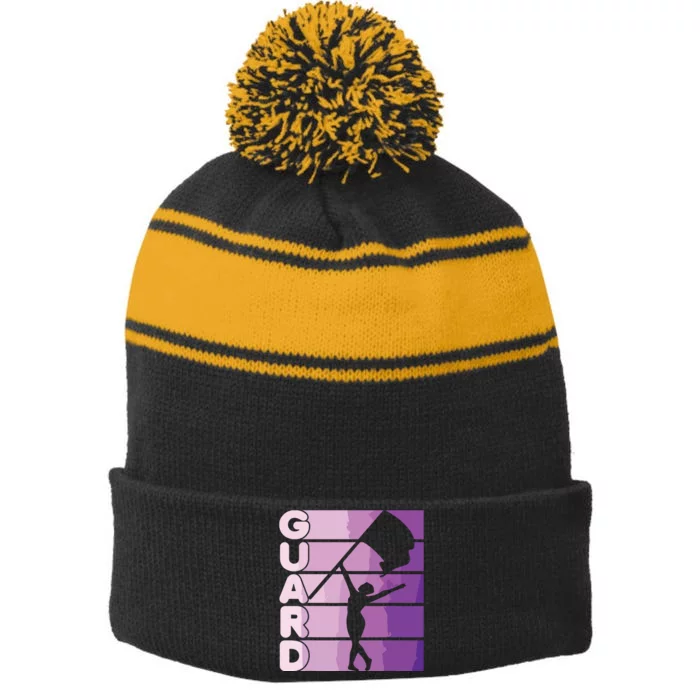 Color Guard Marching Band Flag Girl Stripe Pom Pom Beanie