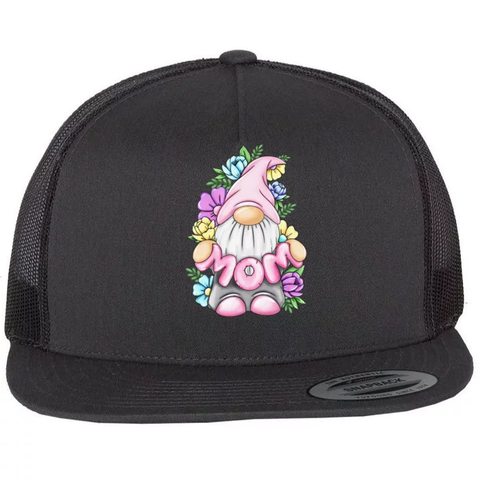 Cute Gnome Mom Happy Mother's Day Art Flower For Mom Gnomies Flat Bill Trucker Hat