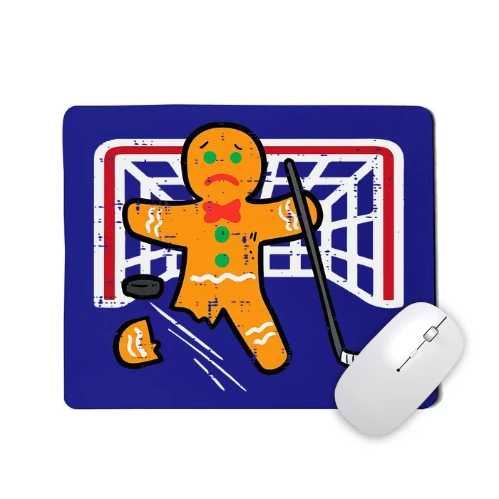 Christmas Gingerbread Man Ice Hockey Fun Xmas Mousepad