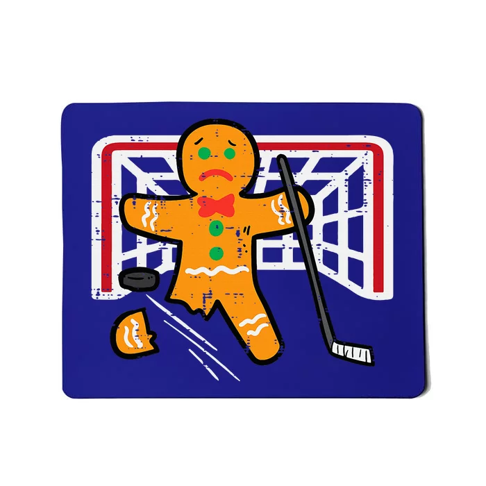 Christmas Gingerbread Man Ice Hockey Fun Xmas Mousepad