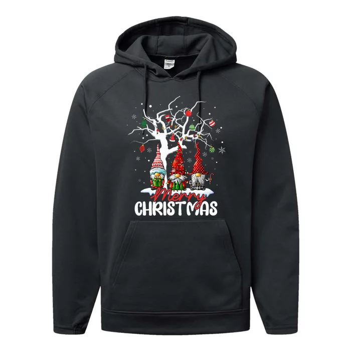 Cute Gnomes Merry Christmas Light Family Performance Fleece Hoodie