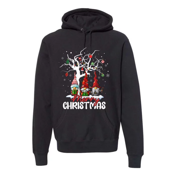 Cute Gnomes Merry Christmas Light Family Premium Hoodie