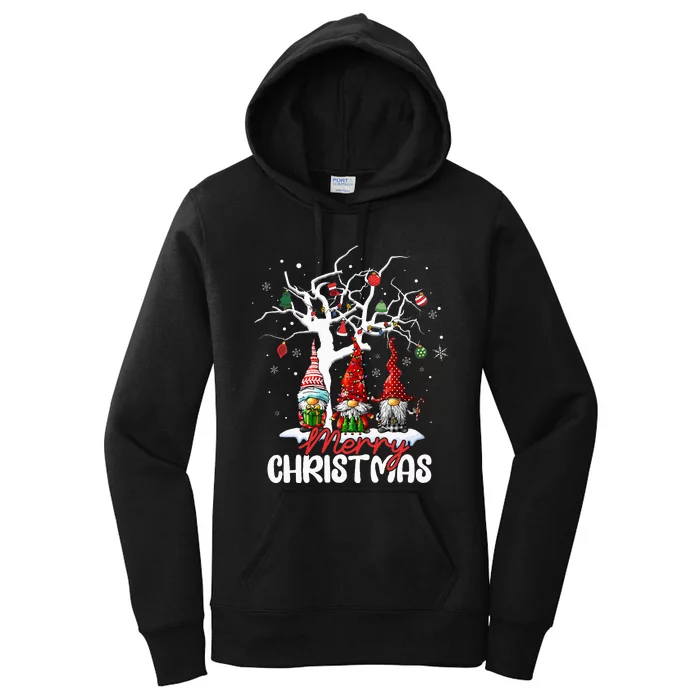 Cute Gnomes Merry Christmas Light Family Women's Pullover Hoodie