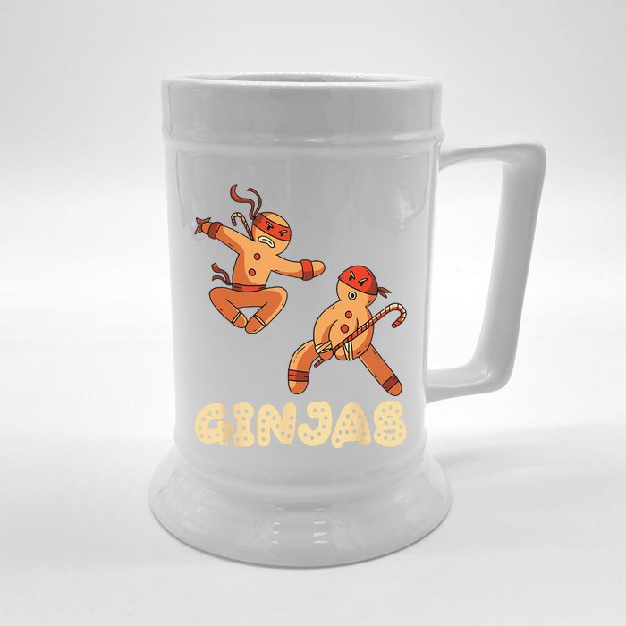 Christmas Ginjas Ninja Gingerbread Man Front & Back Beer Stein