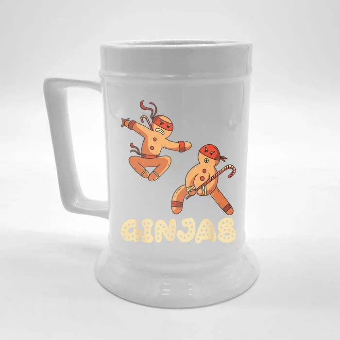 Christmas Ginjas Ninja Gingerbread Man Front & Back Beer Stein