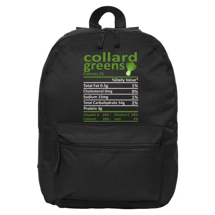 Collard Greens Nutrition Food Thanksgiving Costume Christmas 16 in Basic Backpack