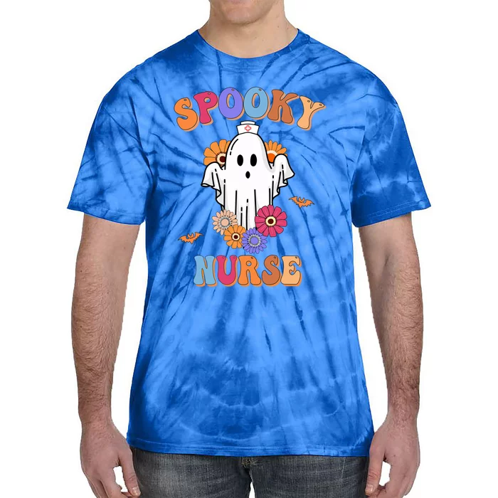 Cute Ghost Nurse Spooky Halloween Nurse Gift Tie-Dye T-Shirt