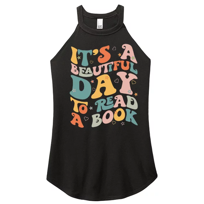 Cute Groovy National Read A Book Day Funny Book Lover Women’s Perfect Tri Rocker Tank